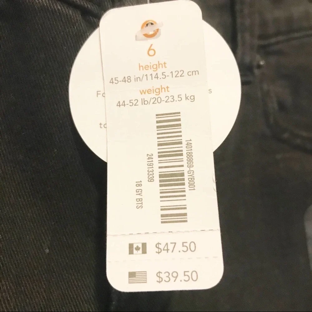 Gymboree Jeans Black Skinny Denim Cotton Blend Everyday‎ Basic New Size 6